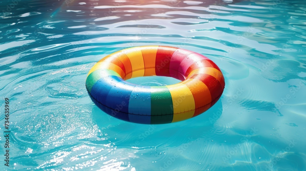 Naklejka premium Inflatable Ring Floating in Swimming Pool