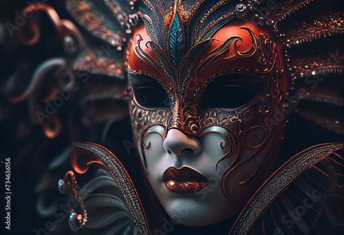 Carnival mask .Traditional mask for carnival, generative ai photo