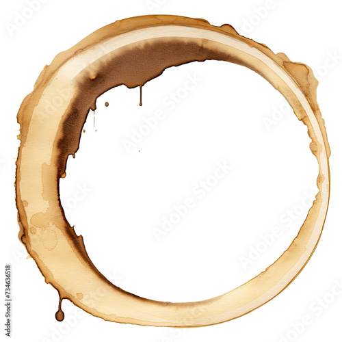 AI-Generated Watercolor Coffee Circle Splash Clip Art Illustration. Isolated elements on a white background.