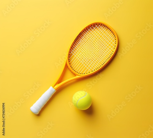 tennis racket on yellow background