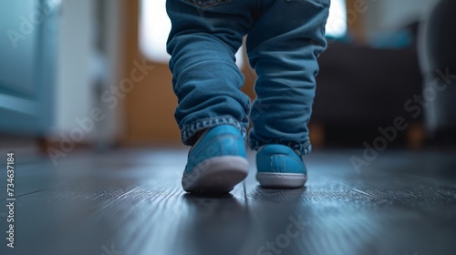 Visual storytelling of a childs first steps, capturing the wonder of milestones