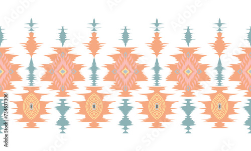 Ethnic abstract ikat art. Seamless pattern in tribal  folk embroidery  and Mexican style. Aztec geometric art ornament print.Design for background  curtain  carpet  wallpaper  clothing  wrapping .