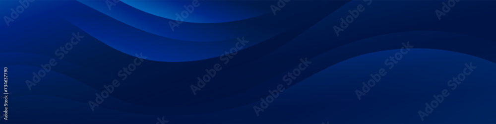 Abstract dark blue banner color with a unique wavy design. It is ideal for creating eye catching headers, promotional banners, and graphic elements with a modern and dynamic look. - obrazy, fototapety, plakaty 