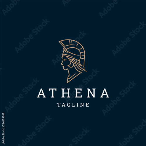 Athena line art logo icon design template