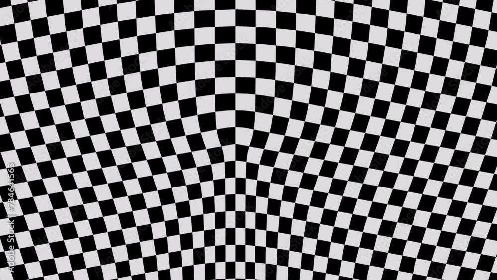 Abstract black and white checkered background.Seamless loop video.