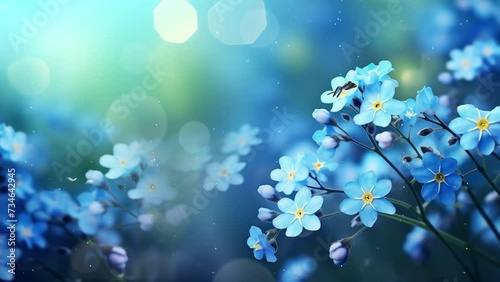 spring blue flowers. spring background forget me not flowers. seamless looping overlay 4k virtual video animation background  photo