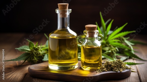 Cannabisinfused olive oil in a bottle