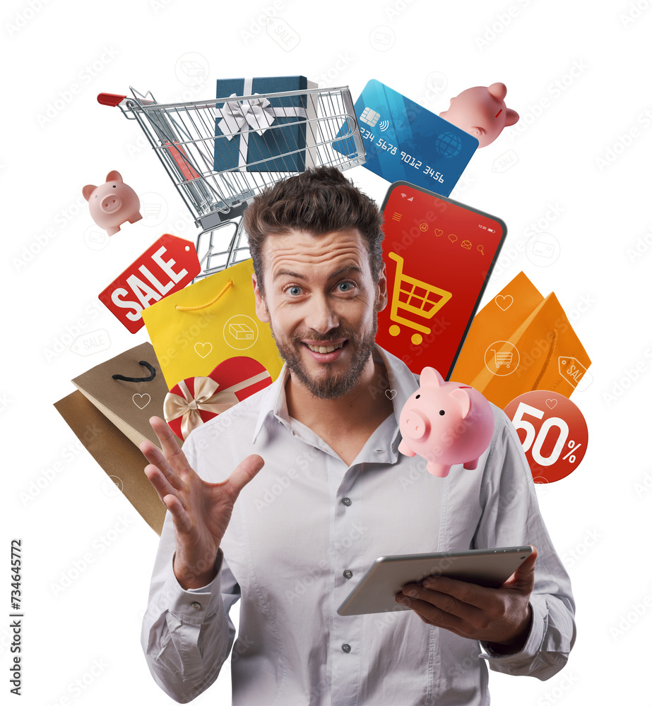 © stokkete - Excited man doing online shopping © stokkete - Excited man doing online shopping