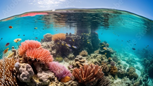 A hyper zoomed perspective of a vibrant coral reef