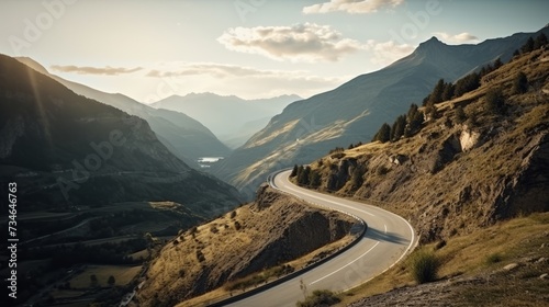 A mountain road with hairpin turns and cliffs