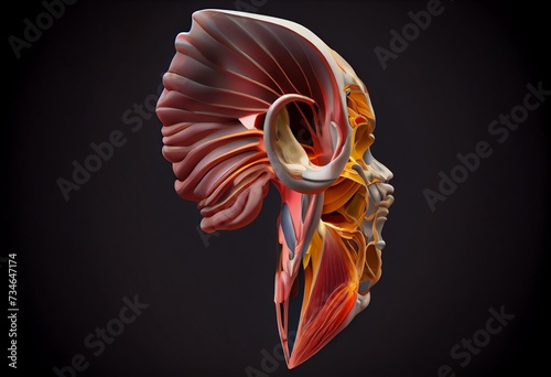 Superior Auricular Muscle Anatomy For Medical Concept 3D. Generative AI photo