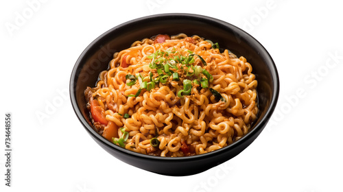 Ramen Oodles Masala noodles arranged in a black bowl,