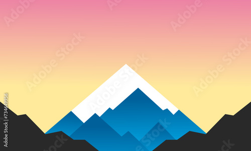 Abstract background with serene geometric mountains, gradient sunset hues - Vector