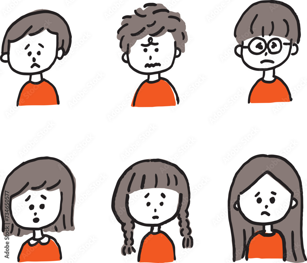 子ども アイコン 手描き シンプル 困り顔 イラスト kids child icon hand-drawn simple worried face 子ども アイコン 手描き シンプル 困り顔 イラスト kids child icon hand-drawn simple worried face