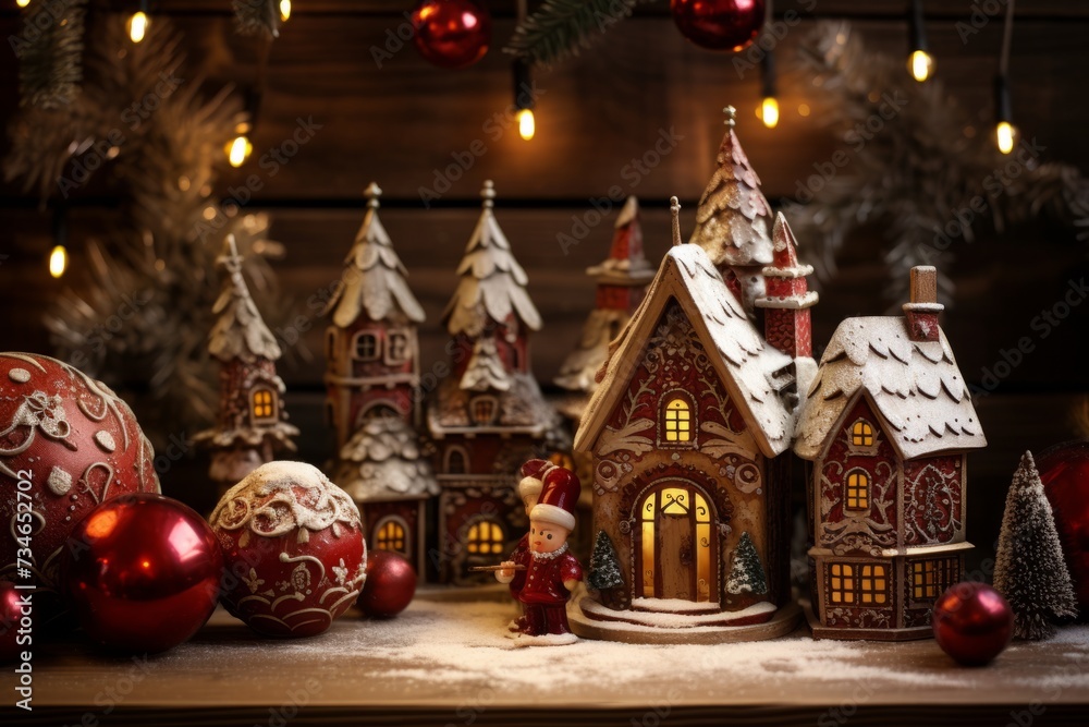 Traditional christmas decorations and joyful festivity