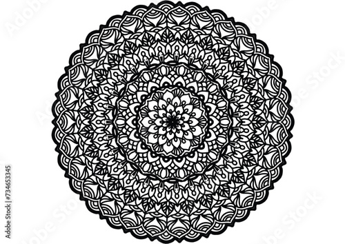  Flower mandala decorative element vintage oriental pattern Vector illustration Islam, Arabian, Indian, Moroccan, Spanish, Turkish, Pakistani, Chinese, mystical, Ottoman patterns, coloring book page.
