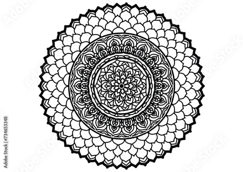  Flower mandala decorative element vintage oriental pattern Vector illustration Islam, Arabian, Indian, Moroccan, Spanish, Turkish, Pakistani, Chinese, mystical, Ottoman patterns, coloring book page.

