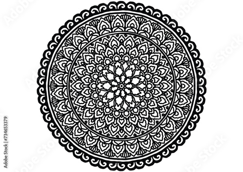  Flower mandala decorative element vintage oriental pattern Vector illustration Islam, Arabian, Indian, Moroccan, Spanish, Turkish, Pakistani, Chinese, mystical, Ottoman patterns, coloring book page.
