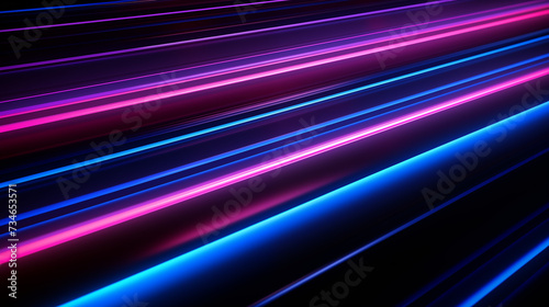 3d rendering with blue and pink neon lines on black background