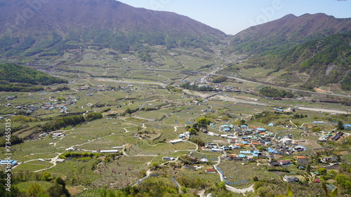 The scenery of apple apple-producing village in Sannae, Miryang-si, Korea