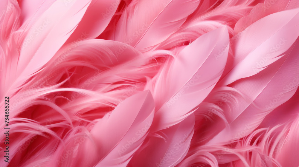 Close up of light pink luxurious feather background with copying spaces. Generative AI
