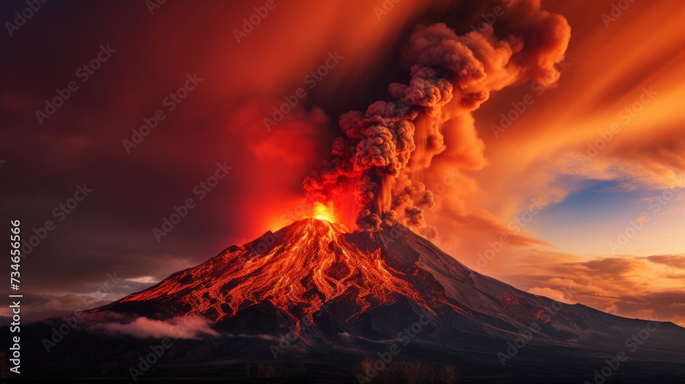 The fiery hues of a volcanic eruption