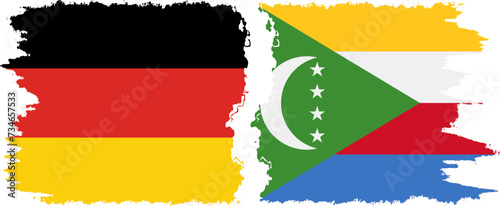 Comoros and Germany grunge flags connection vector