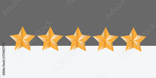 5 / five stars customer product rating review flat icon for apps, websites and hotel etc. 