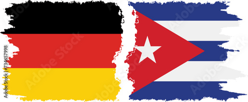 Cuba and Germany grunge flags connection vector