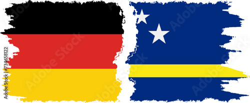 Curacao and Germany grunge flags connection vector