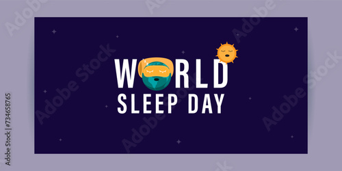 Vector illustration of World Sleep Day social media feed template