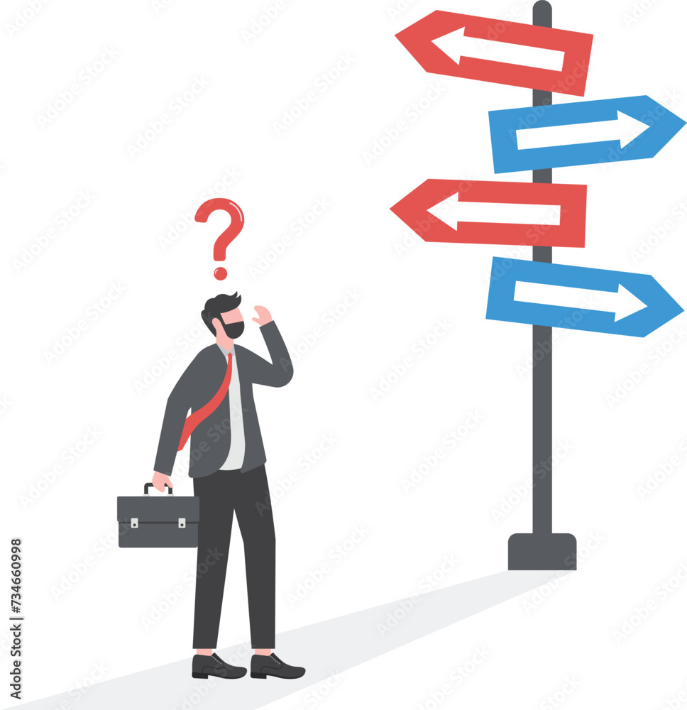 businessman looking choice sign at multiple road with thinking which way to go.question mark and right solution people achievement
businessman looking choice sign at multiple road with thinking which way to go.question mark and right solution people achievement