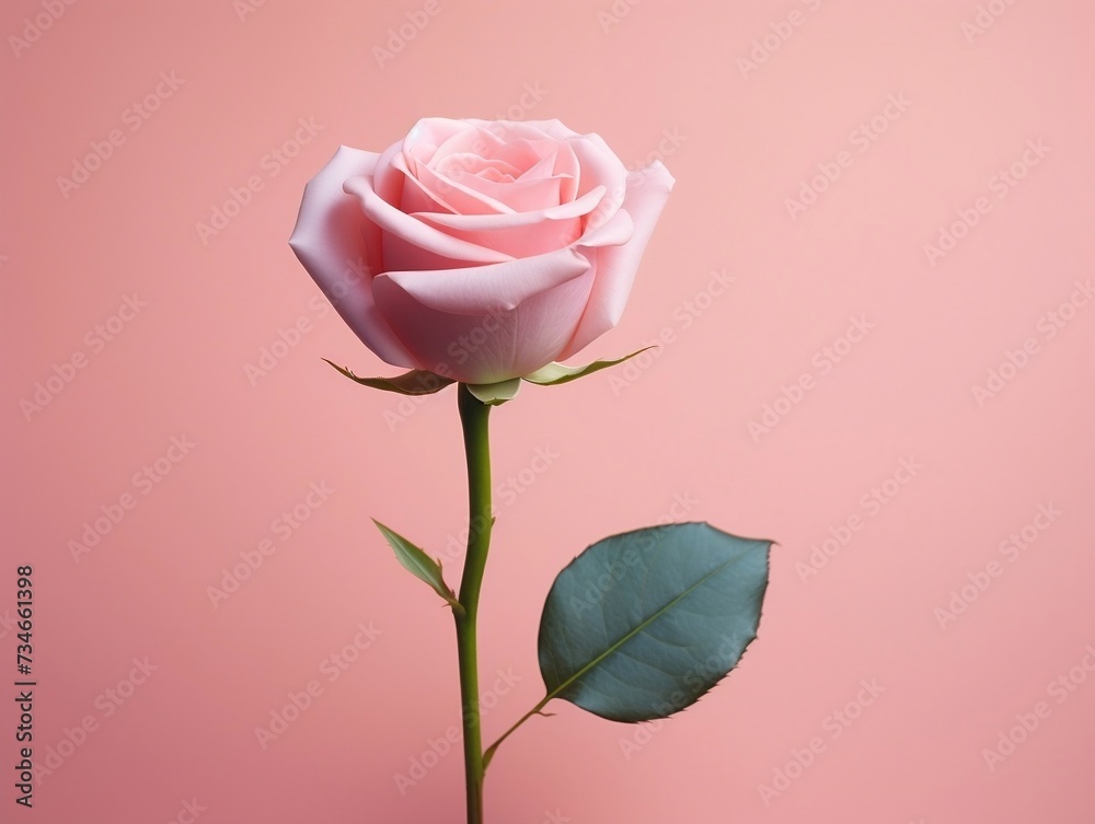 Pink rose flower over a pink background Pink rose flower over a pink background