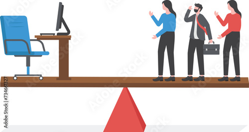 chair vacant one positions on scale with heavier than many executives the other side.HR concept
