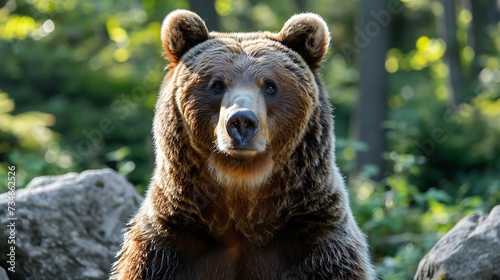 Large Carpathian brown bear portrait wild animal