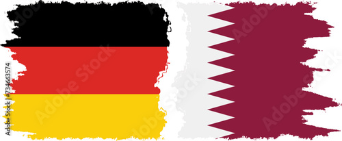 Qatar and Germany grunge flags connection vector