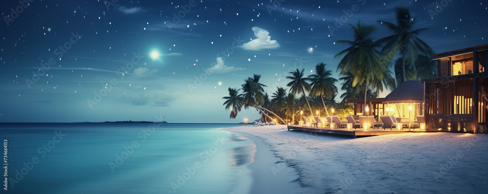 evening atmosphere at a luxurious beach resort