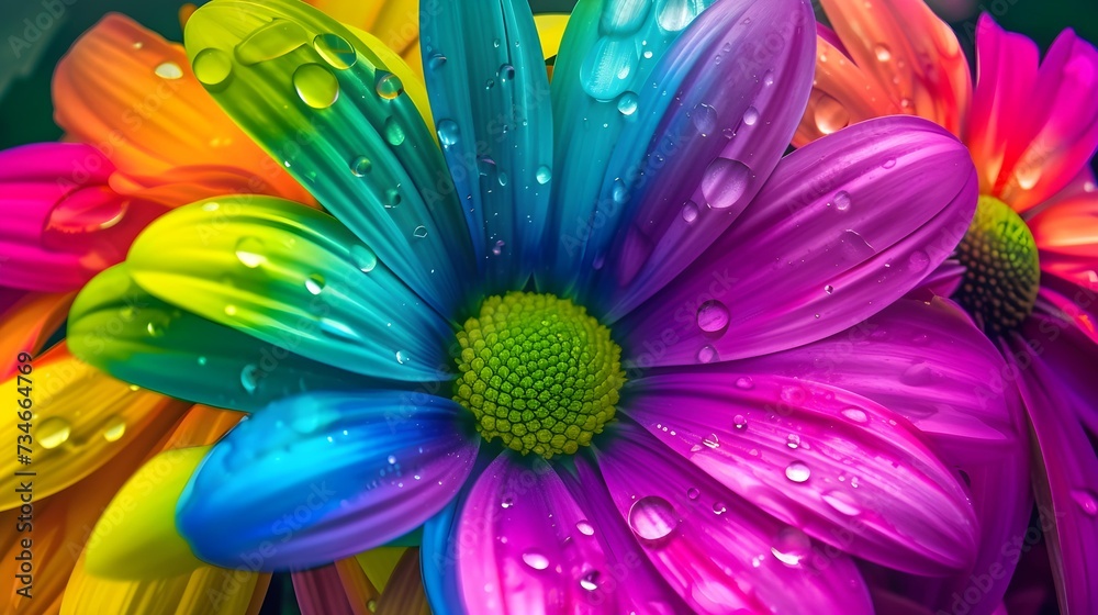 Obraz premium Close Up of rainbow colored flower.