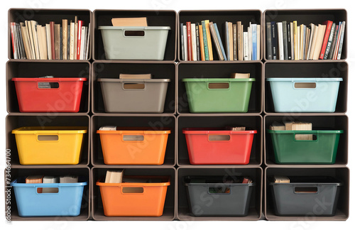 Classroom materials storage isolated on white background photo