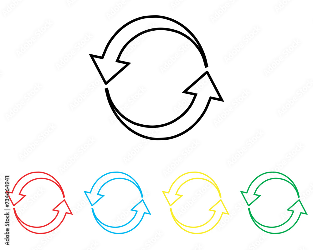 Repeat icon vector. Refresh icon sign symbol in trendy flat style. Set elements in colored icons. Reload arrow vector icon illustration isolated on white background Repeat icon vector. Refresh icon sign symbol in trendy flat style. Set elements in colored icons. Reload arrow vector icon illustration isolated on white background