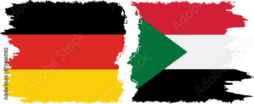 Sudan and Germany grunge flags connection vector