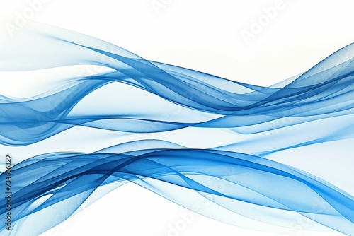 Serene abstract waves of blue smoke flowing gently on a white background, suitable for calm and creative concepts.