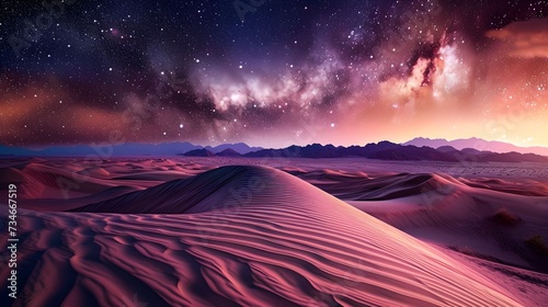 multicolor a scene that quiet beauty of desert as stars begin to emerge, creating a serene and otherworldly sense of twilight photo