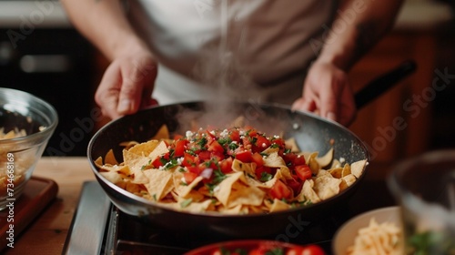 Describe the process of making homemade nachos from scratch