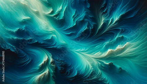 Abstract waves ocean background liquid fluid grunge texture turquoise and dark blue colors. © Stima