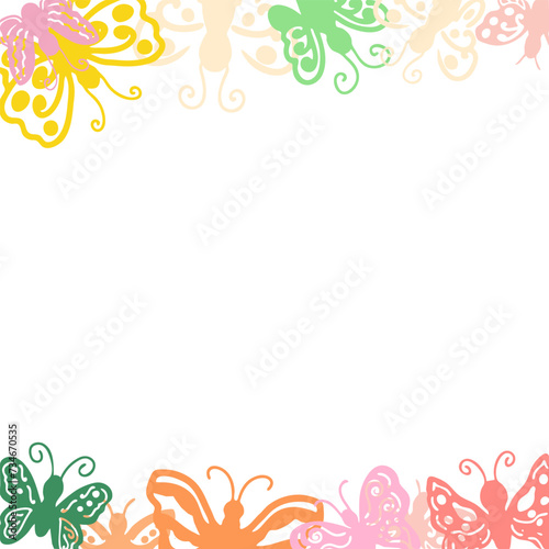 Beautiful butterfly background, colorful abstract border vector illustration