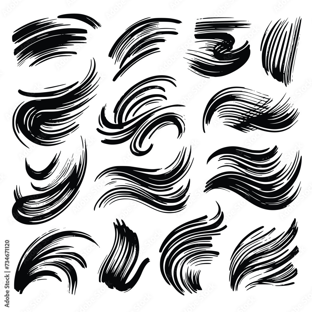 Fototapeta premium Paint brush stroke set.