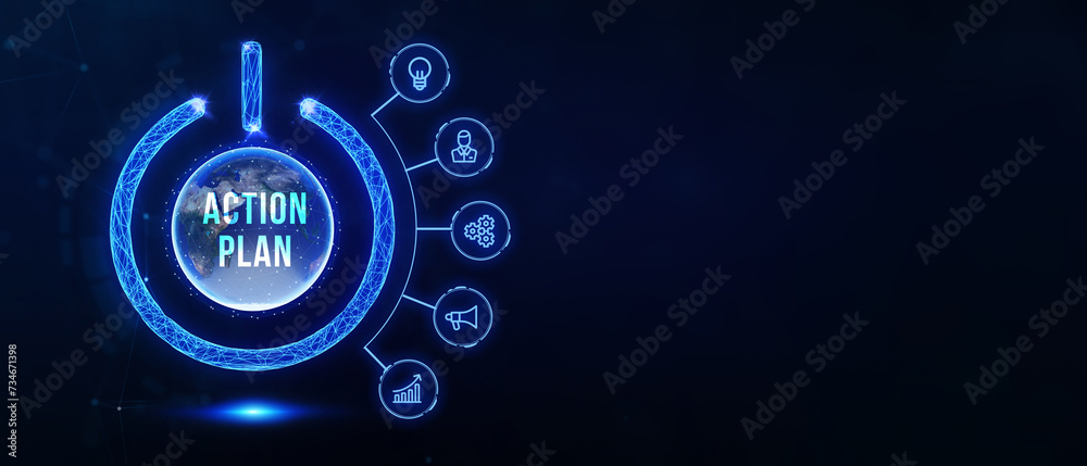 Business, Technology, Internet and network concept. Concept meaning proposed strategy or course of actions for certain time. 3d illustration Business, Technology, Internet and network concept. Concept meaning proposed strategy or course of actions for certain time. 3d illustration