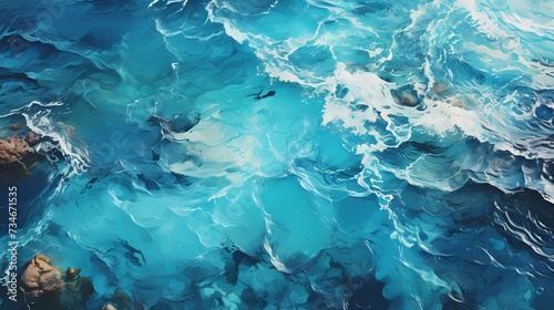 A top view of a calming blue background, reminiscent of a serene ocean