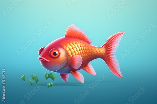 3d Fish Cherry Barb cartoon